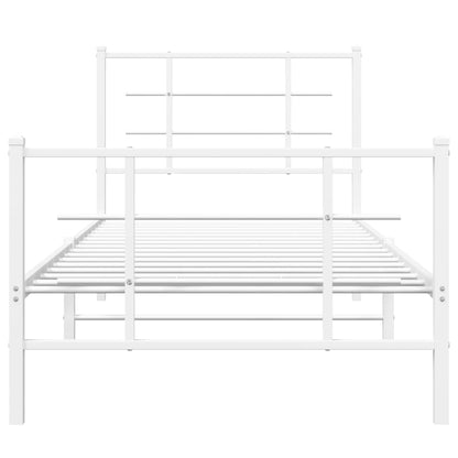 Bedframe met hoofd- en voeteneinde metaal wit 90x190 cm