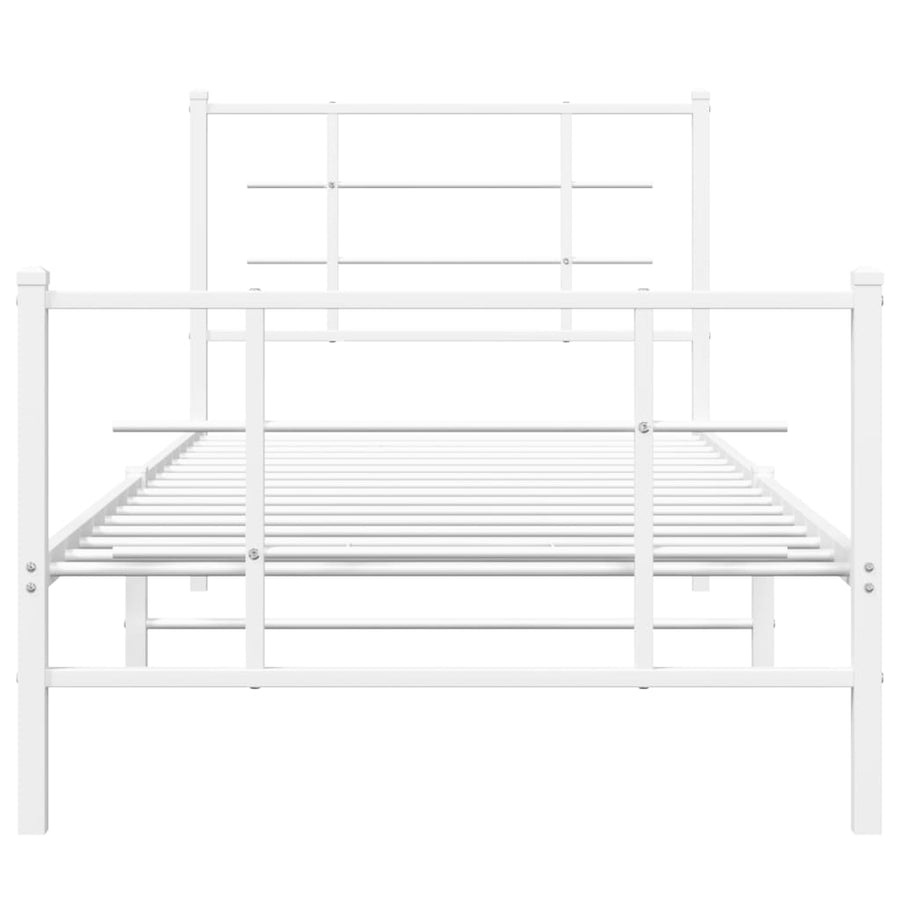 Bedframe met hoofd- en voeteneinde metaal wit 90x190 cm