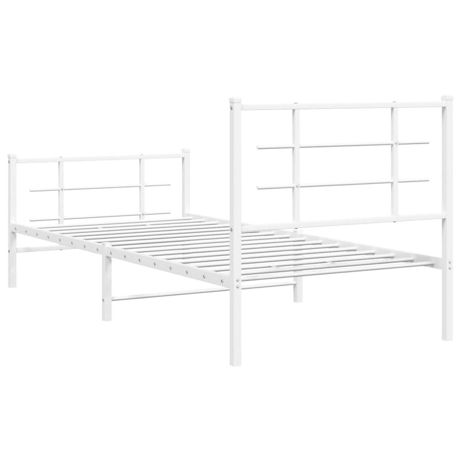 Bedframe met hoofd- en voeteneinde metaal wit 90x190 cm