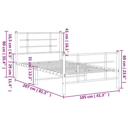 Bedframe Met Hoofd- En Voeteneinde Metaal 100 x 200 cm