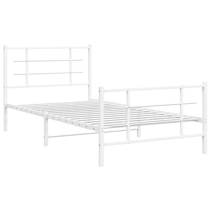 Bedframe met hoofd- en voeteneinde metaal wit 107x203 cm