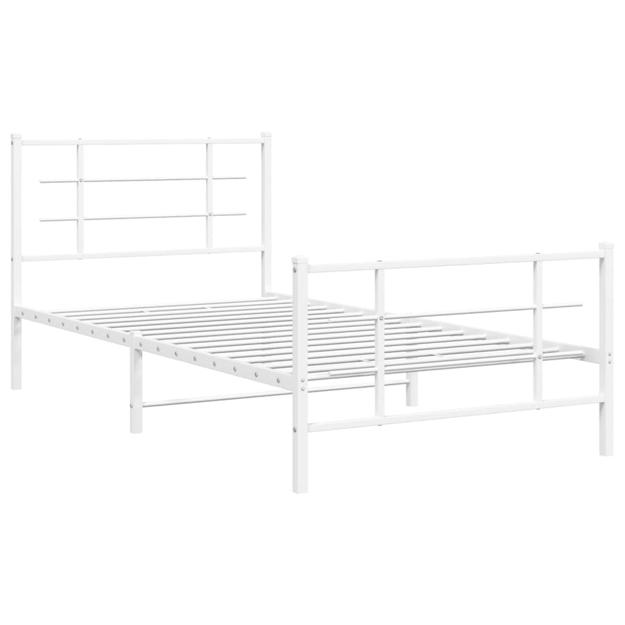 Bedframe met hoofd- en voeteneinde metaal wit 107x203 cm