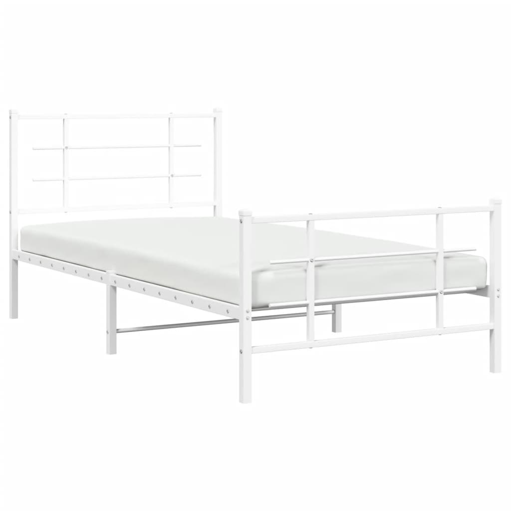 Bedframe met hoofd- en voeteneinde metaal wit 107x203 cm