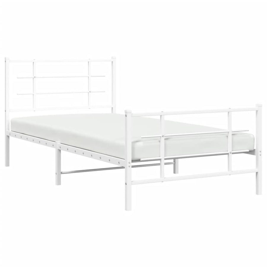 Bedframe met hoofd- en voeteneinde metaal wit 107x203 cm