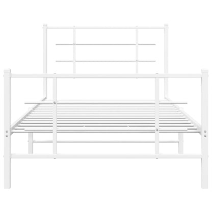 Bedframe met hoofd- en voeteneinde metaal wit 107x203 cm