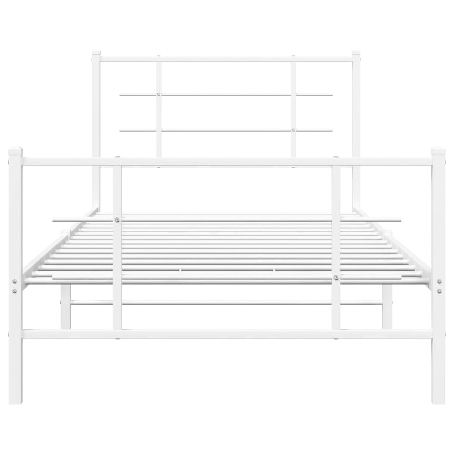 Bedframe met hoofd- en voeteneinde metaal wit 107x203 cm