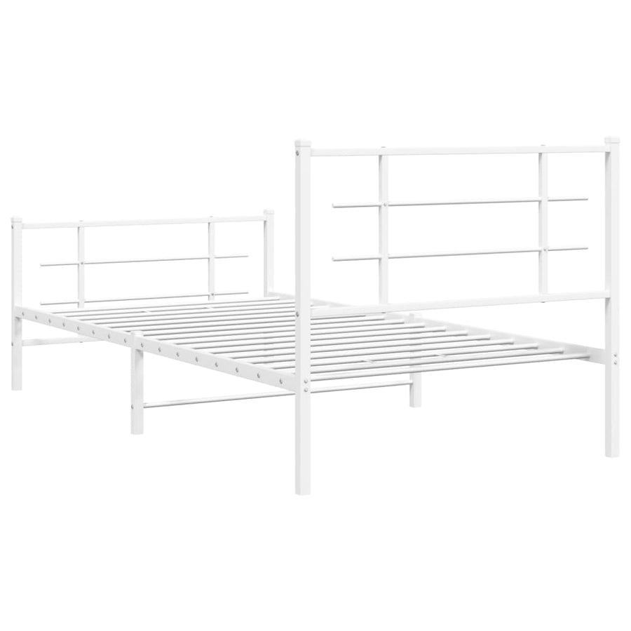 Bedframe met hoofd- en voeteneinde metaal wit 107x203 cm