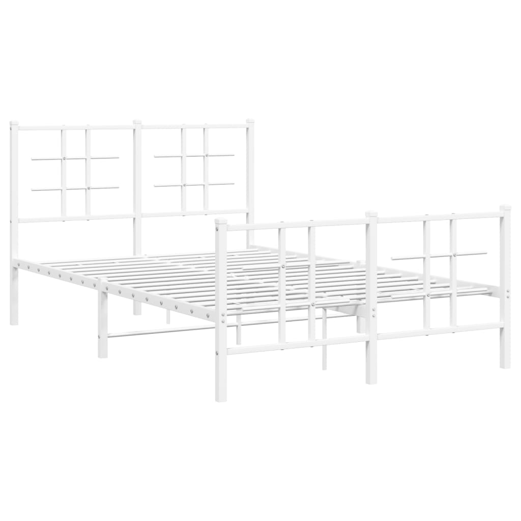 Bedframe met hoofd- en voeteneinde metaal wit 120x200 cm 120 x 200 cm Wit