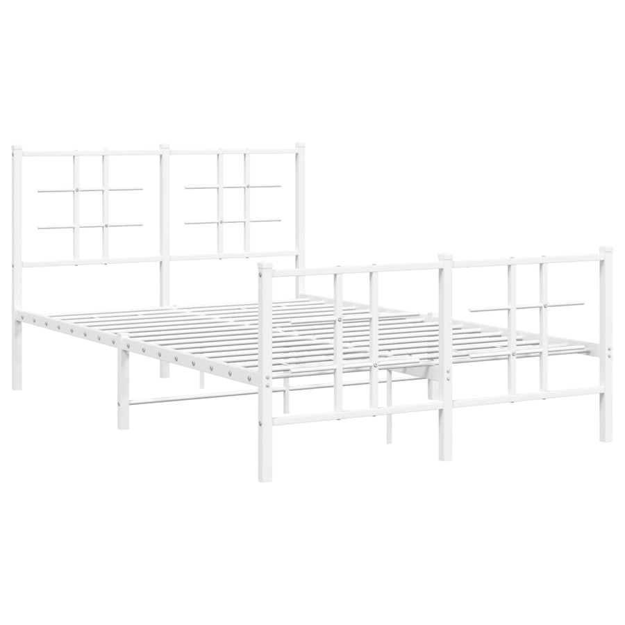 Bedframe met hoofd- en voeteneinde metaal wit 120x200 cm 120 x 200 cm Wit
