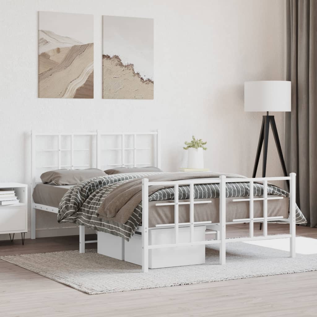 Bedframe met hoofd- en voeteneinde metaal wit 120x200 cm 120 x 200 cm Wit