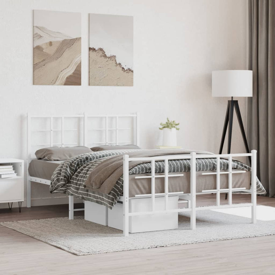 Bedframe met hoofd- en voeteneinde metaal wit 120x200 cm 120 x 200 cm Wit