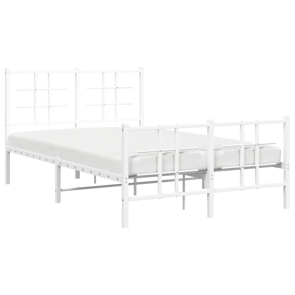 Bedframe met hoofd- en voeteneinde metaal wit 120x200 cm 120 x 200 cm Wit