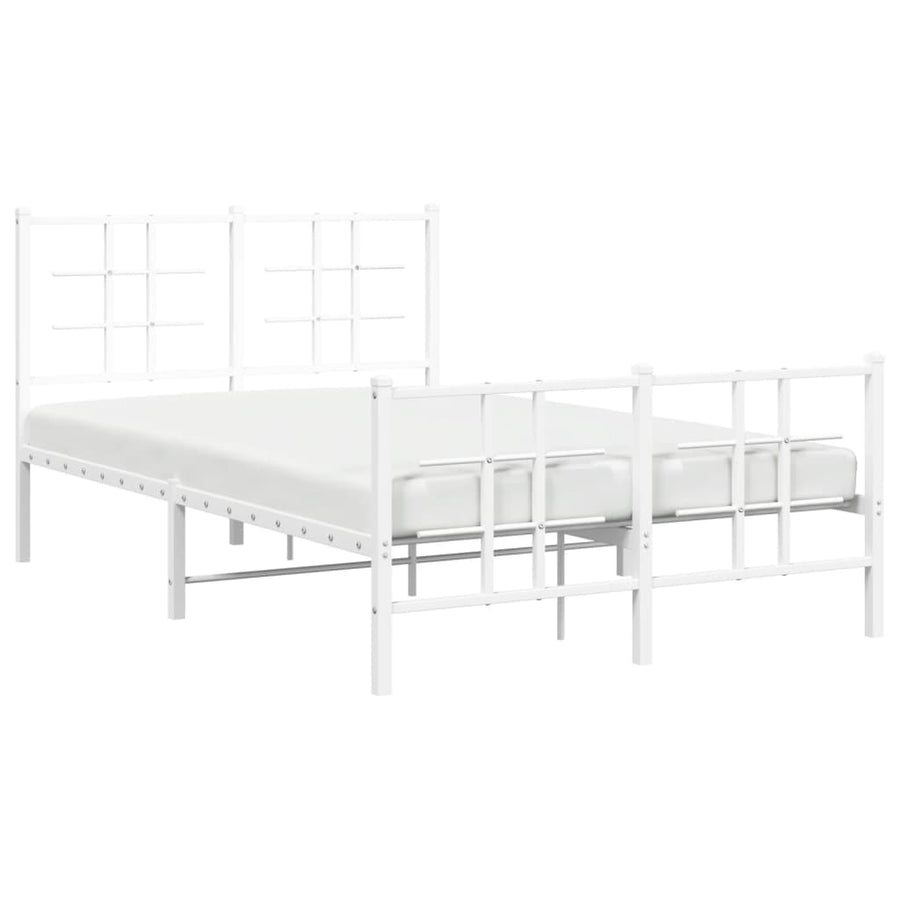 Bedframe met hoofd- en voeteneinde metaal wit 120x200 cm 120 x 200 cm Wit