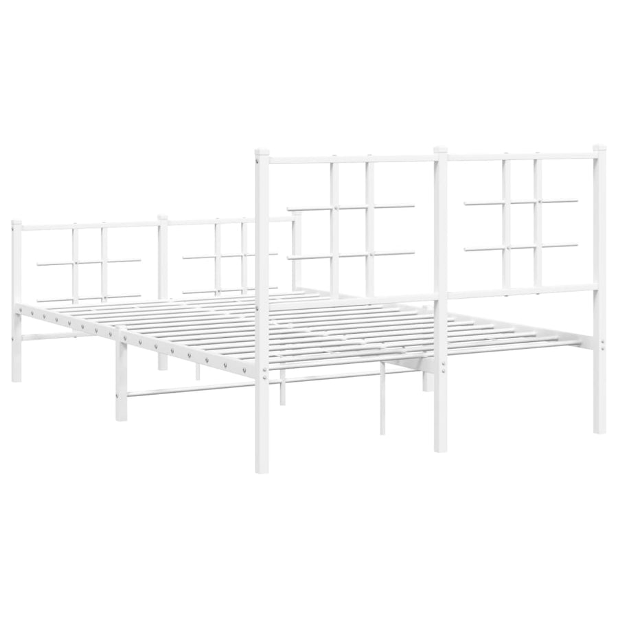 Bedframe met hoofd- en voeteneinde metaal wit 120x200 cm 120 x 200 cm Wit