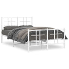 Bed frame with headboard and footboard white metal 120x200 cm