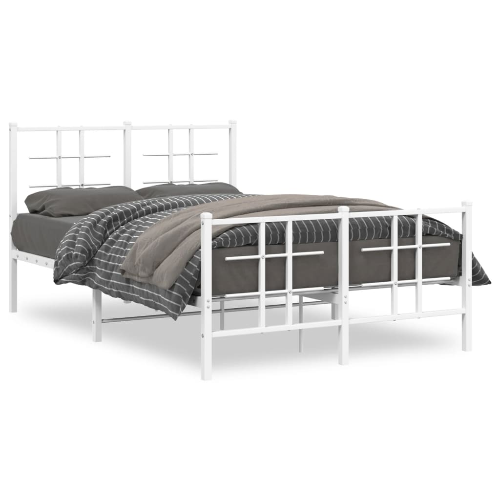 Bedframe met hoofd- en voeteneinde metaal wit 120x200 cm 120 x 200 cm Wit
