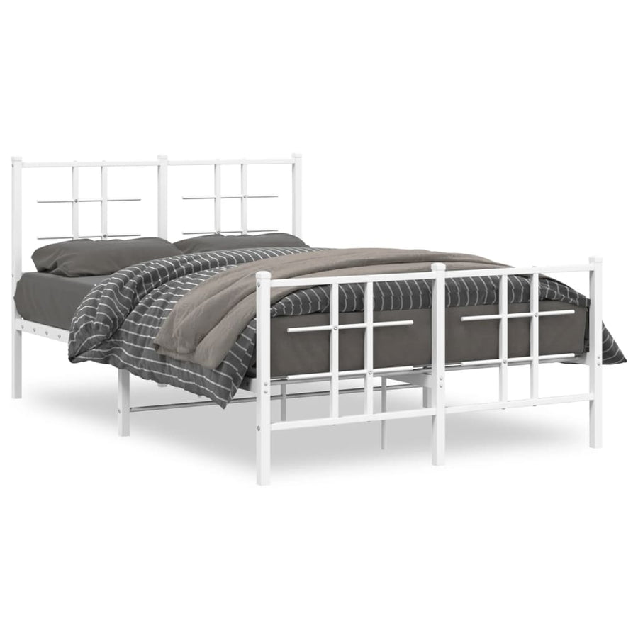 Bedframe met hoofd- en voeteneinde metaal wit 120x200 cm 120 x 200 cm Wit