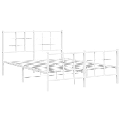 Bedframe met hoofd- en voeteneinde metaal wit 135x190 cm