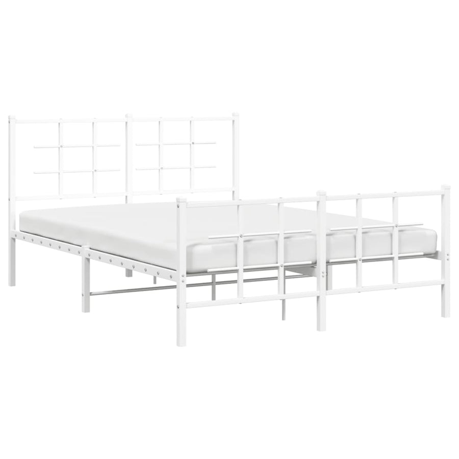 Bedframe met hoofd- en voeteneinde metaal wit 135x190 cm