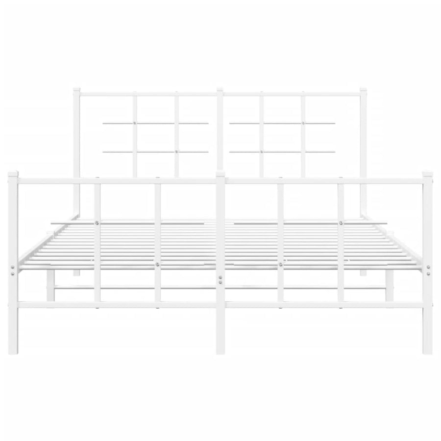 Bedframe met hoofd- en voeteneinde metaal wit 135x190 cm
