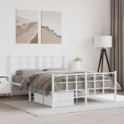 Bedframe met hoofd- en voeteneinde metaal wit 140x190 cm