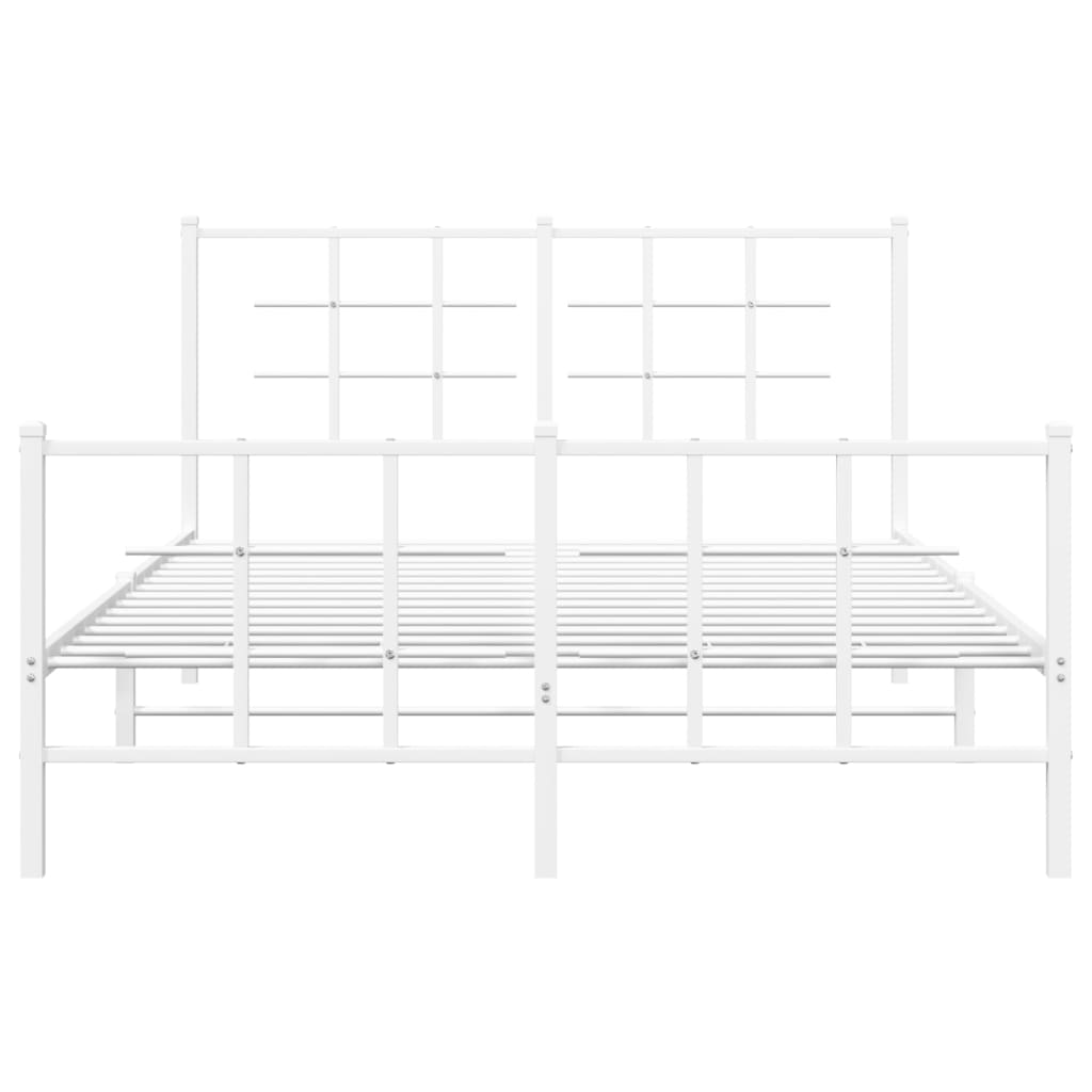 Bedframe met hoofd- en voeteneinde metaal wit 140x190 cm
