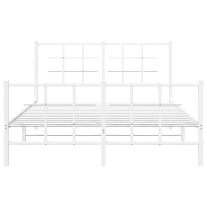 Bedframe met hoofd- en voeteneinde metaal wit 140x190 cm