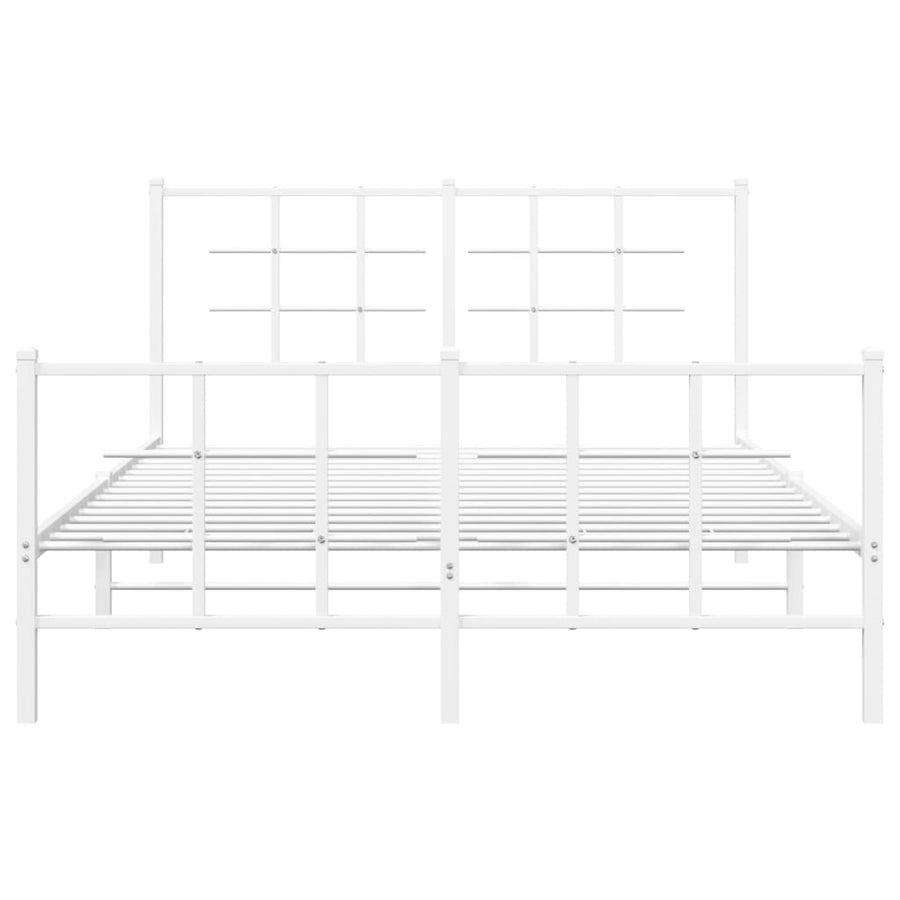 Bedframe met hoofd- en voeteneinde metaal wit 140x190 cm