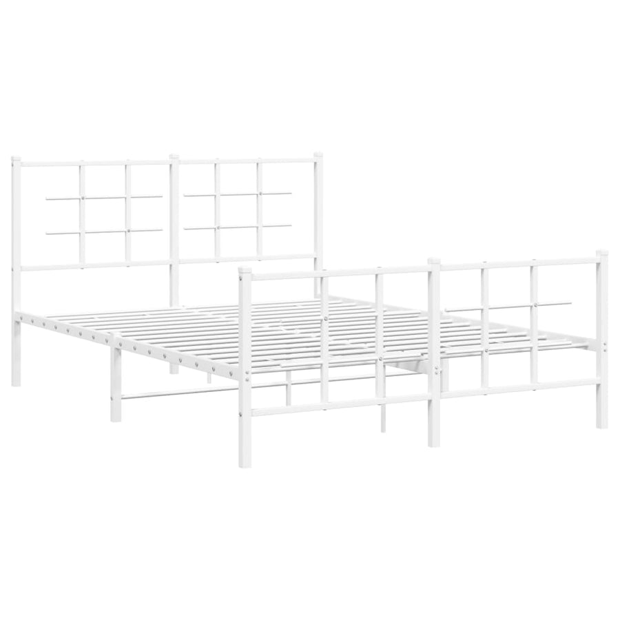 Bedframe met hoofd- en voeteneinde metaal wit 140x200 cm