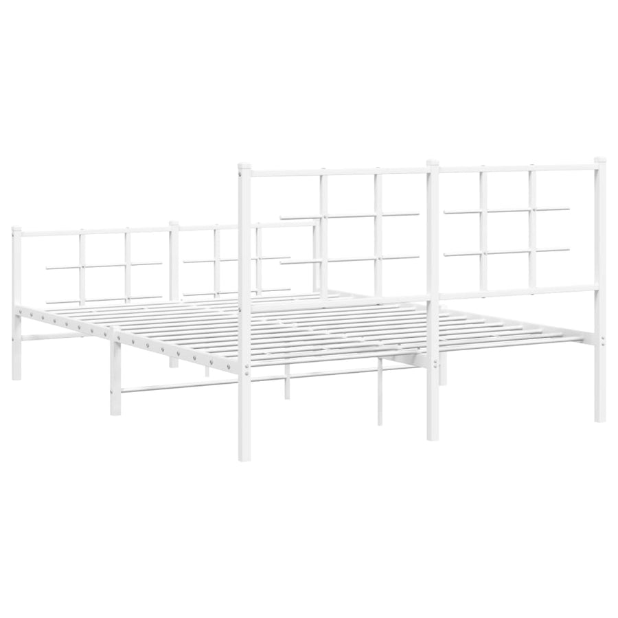 Bedframe met hoofd- en voeteneinde metaal wit 140x200 cm