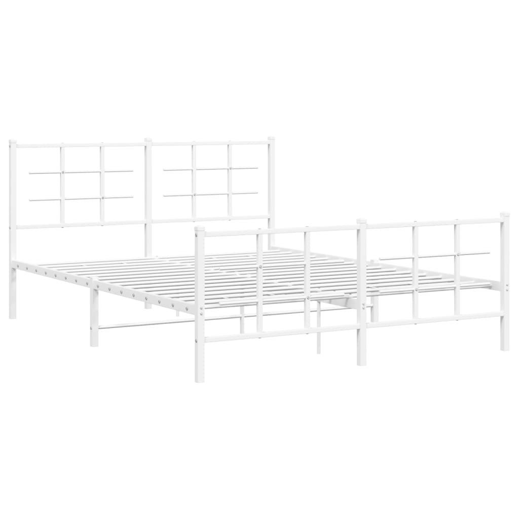 Bedframe met hoofd- en voeteneinde metaal wit 150x200 cm