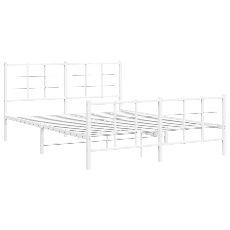 Bedframe met hoofd- en voeteneinde metaal wit 150x200 cm