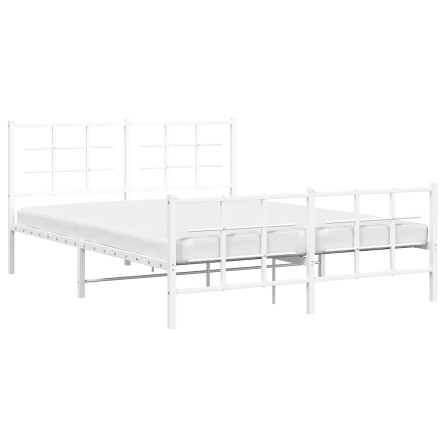 Bedframe met hoofd- en voeteneinde metaal wit 150x200 cm