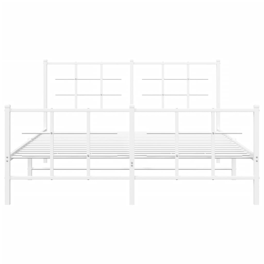 Bedframe met hoofd- en voeteneinde metaal wit 150x200 cm