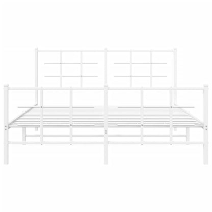Bedframe met hoofd- en voeteneinde metaal wit 150x200 cm
