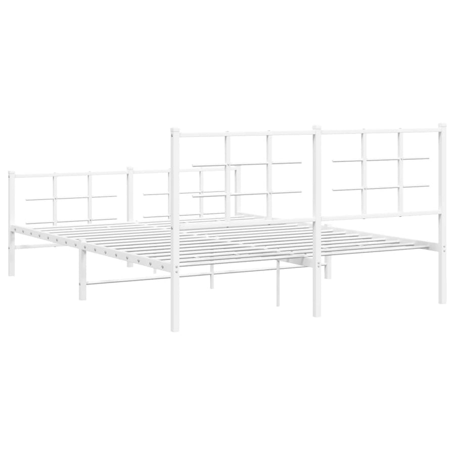 Bedframe met hoofd- en voeteneinde metaal wit 150x200 cm