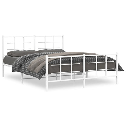 Bedframe met hoofd- en voeteneinde metaal wit 150x200 cm