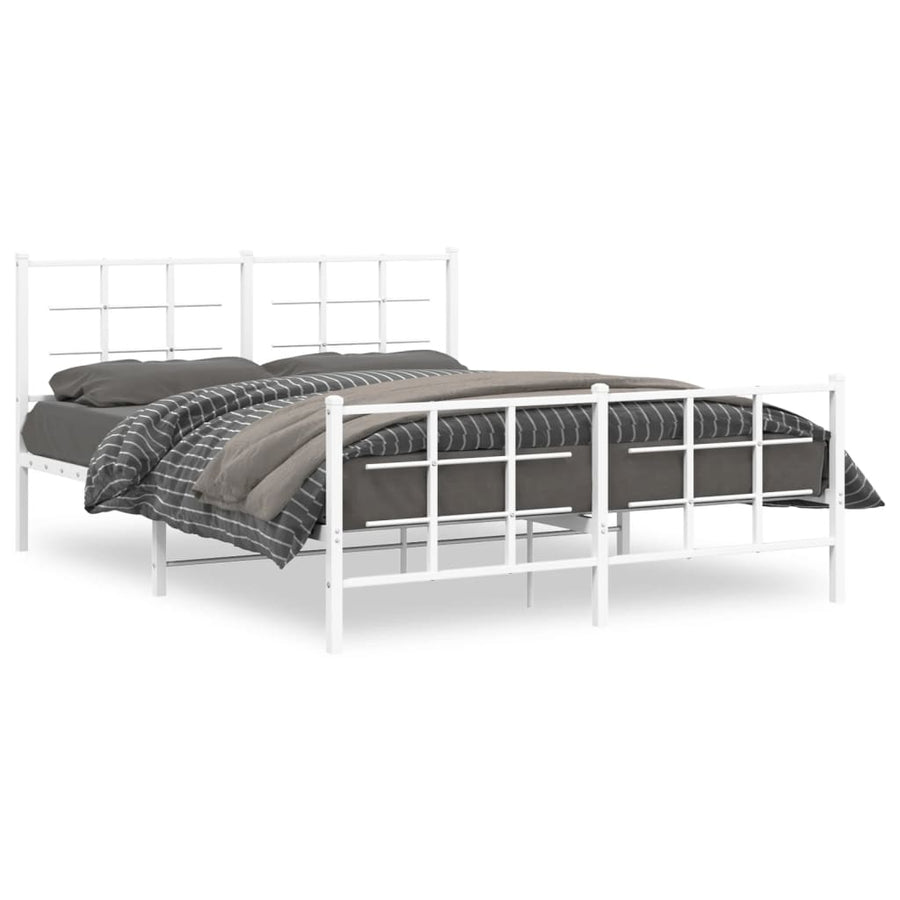 Bedframe met hoofd- en voeteneinde metaal wit 150x200 cm
