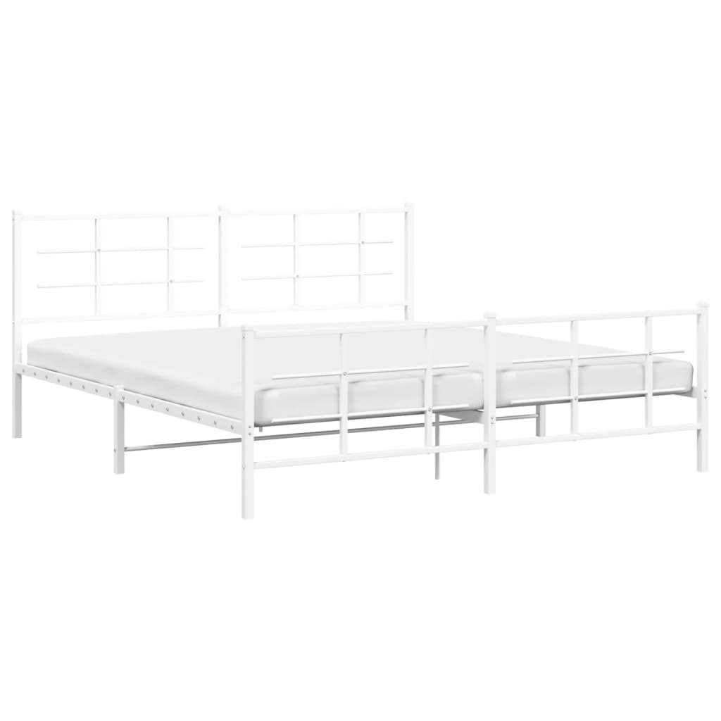 Bedframe met hoofd- en voeteneinde metaal wit 183x213 cm