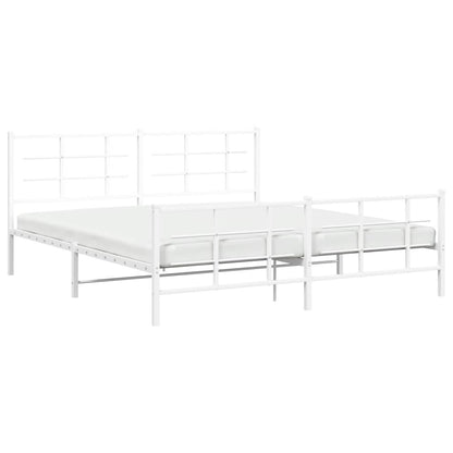 Bedframe met hoofd- en voeteneinde metaal wit 183x213 cm