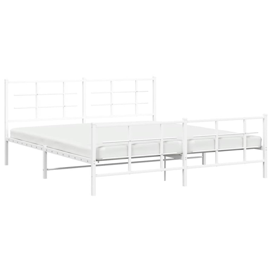 Bedframe met hoofd- en voeteneinde metaal wit 183x213 cm