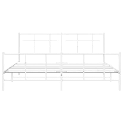 Bedframe met hoofd- en voeteneinde metaal wit 183x213 cm