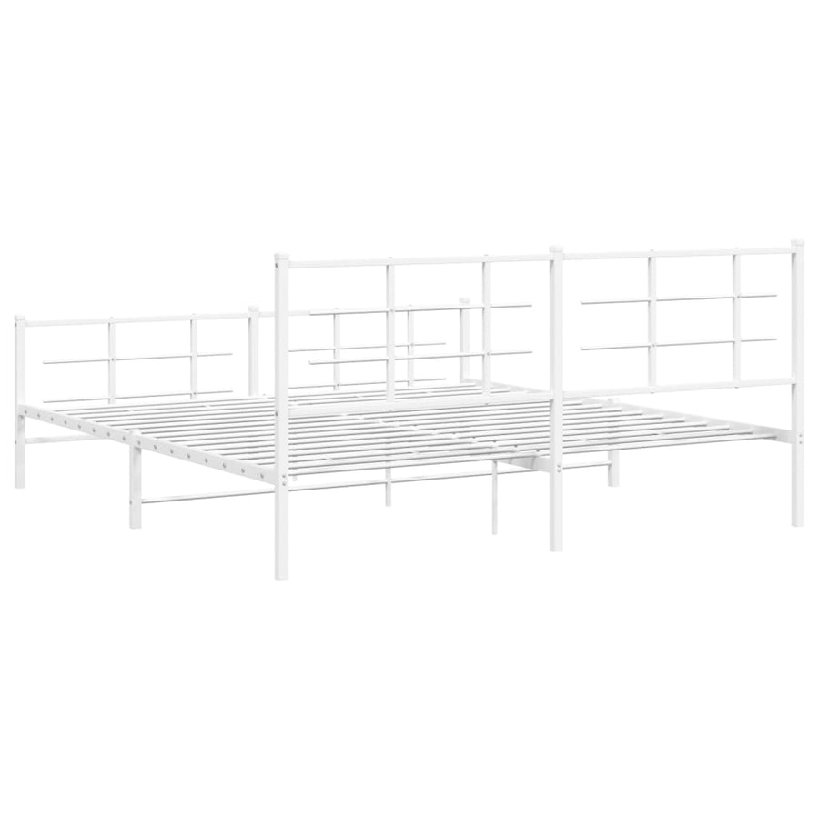 Bedframe met hoofd- en voeteneinde metaal wit 183x213 cm