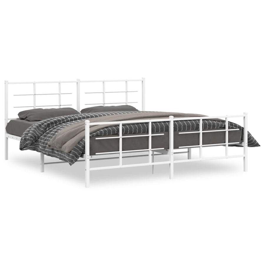 Bedframe met hoofd- en voeteneinde metaal wit 183x213 cm