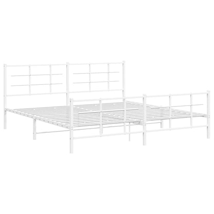 Bedframe met hoofd- en voeteneinde metaal wit 193x203 cm
