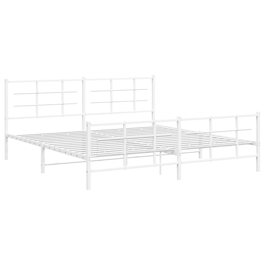 Bedframe met hoofd- en voeteneinde metaal wit 193x203 cm