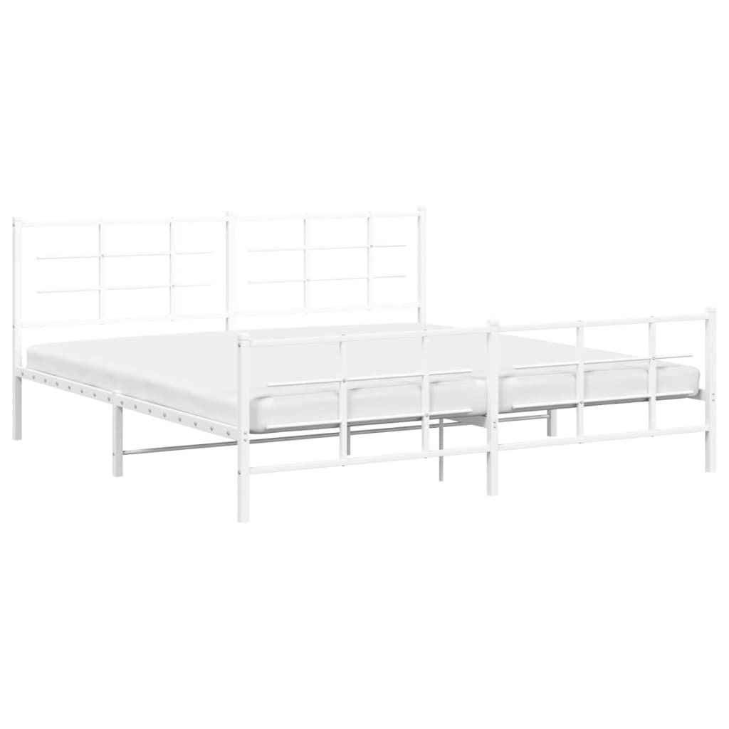 Bedframe met hoofd- en voeteneinde metaal wit 193x203 cm