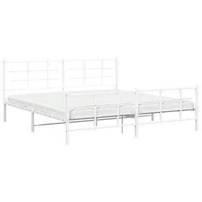 Bedframe met hoofd- en voeteneinde metaal wit 193x203 cm