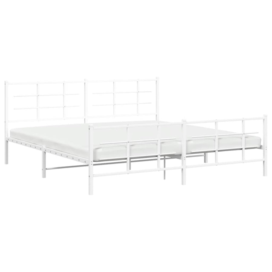 Bedframe met hoofd- en voeteneinde metaal wit 193x203 cm