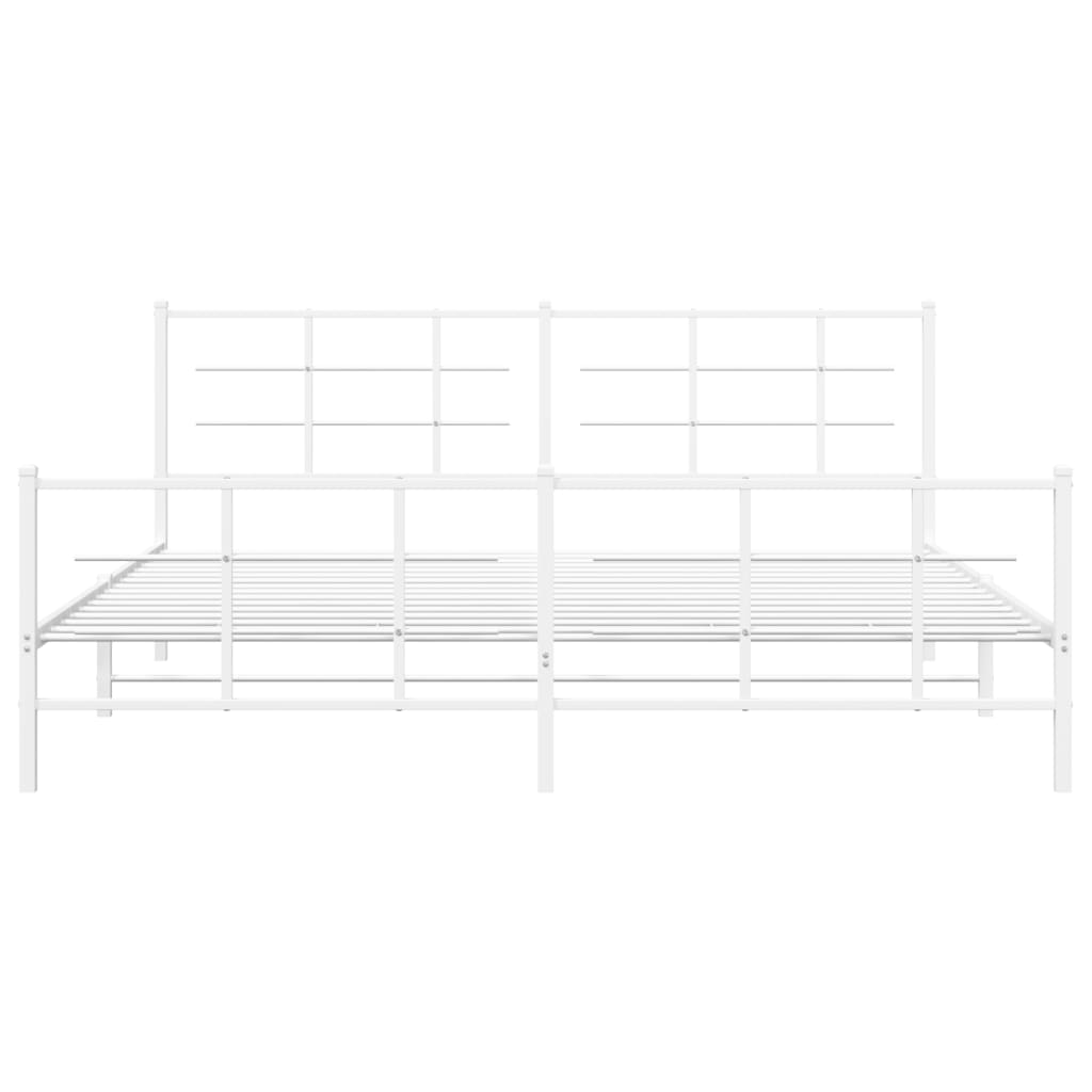Bedframe met hoofd- en voeteneinde metaal wit 193x203 cm